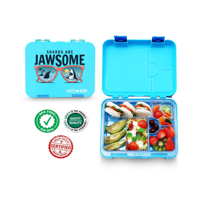 6 & 4 Convertible Bento Lunch Box - Jawsome Blue