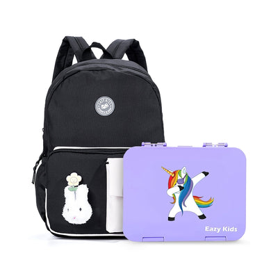 Vogue School Bag wt Bento Lunch Box - Black