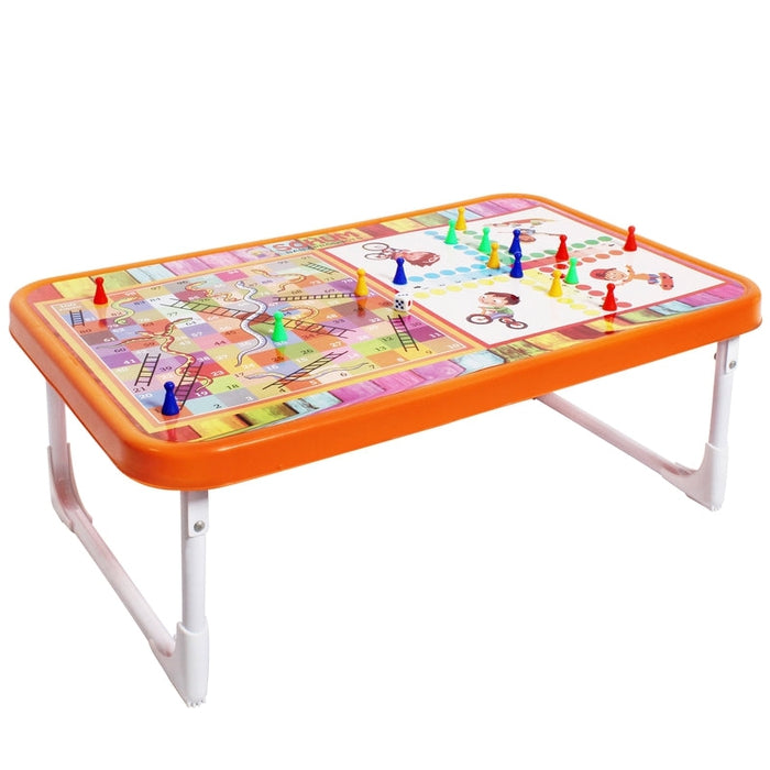 Kids portable and foldable Multi-purpose  Ludo, Snakes and Ladders Study Desk ,Laptop Table, Bed Table for children