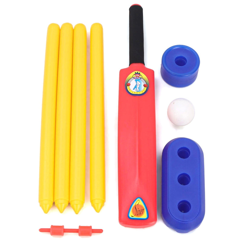 Ekta Cricket Set Junior Box (1 Bat, 1 Ball, 1 Big Wicket Base, 1 Small Wicket Base, 1 Bale & 4 Wickets)