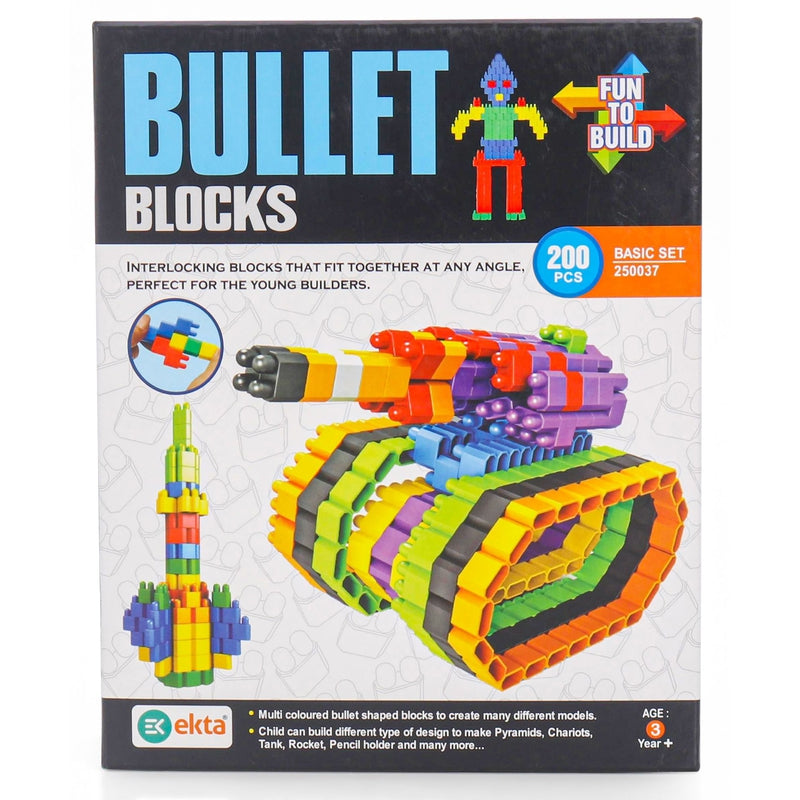 Ekta Bullet Blocks Basic Set Game (200 Pieces Interlocking Blocks)