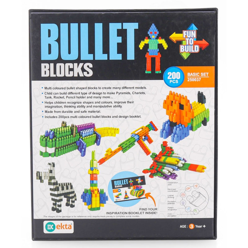 Ekta Bullet Blocks Basic Set Game (200 Pieces Interlocking Blocks)