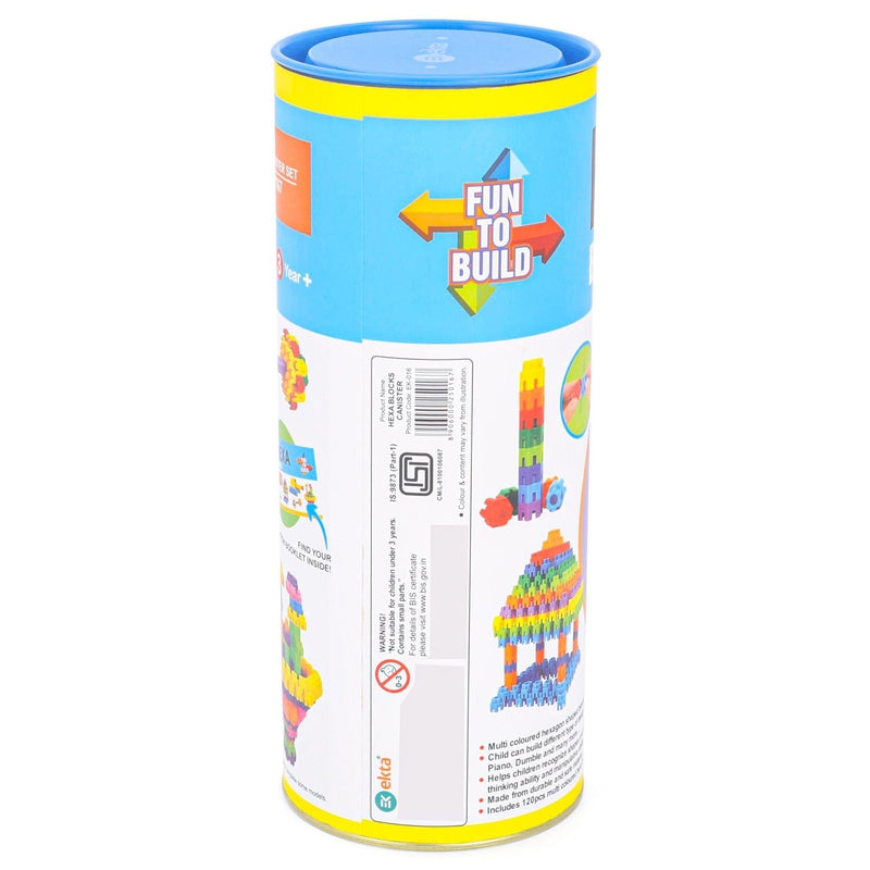 Ekta Hexa Blocks Canister Set (120 Pieces Educational Creativity Bullet Blocks)