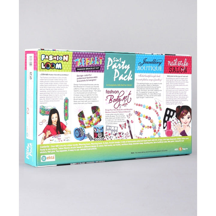 Ekta 5 in 1 Party Pack (Fashion Loom, Nail Art, Jewellery Boutique, Nail Style and Tape Art)