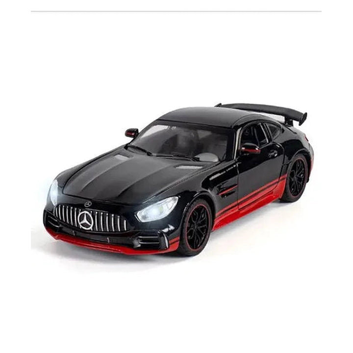 Die Cast Mercedes BENZ AMG GTR Pull Back Toy Car - Black Red Scale 1:24