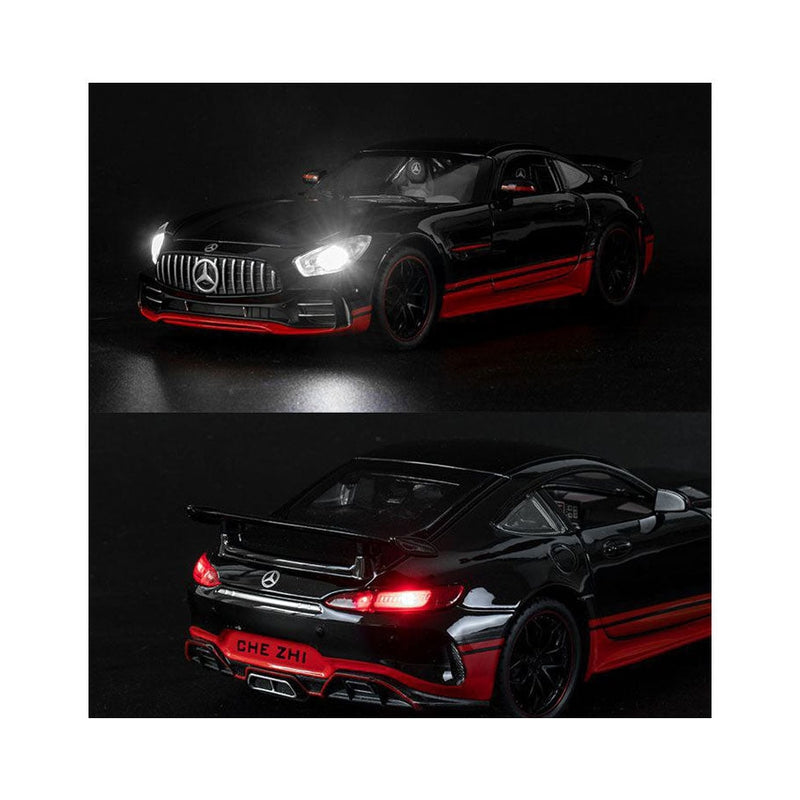 Die Cast Mercedes BENZ AMG GTR Pull Back Toy Car - Black Red Scale 1:24