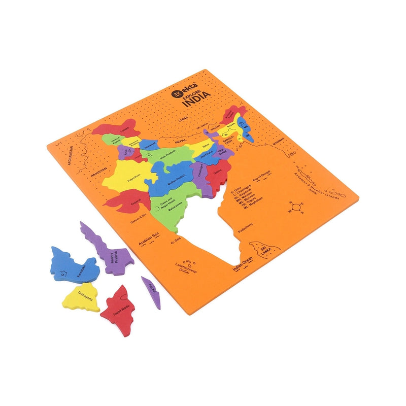 Ekta Explore India Map Puzzle (Educational Learning Puzzle with Knobs)