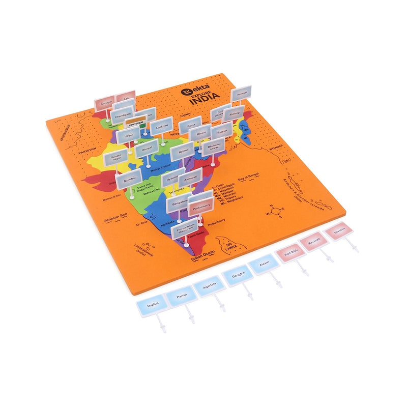 Ekta Explore India Map Puzzle (Educational Learning Puzzle with Knobs)