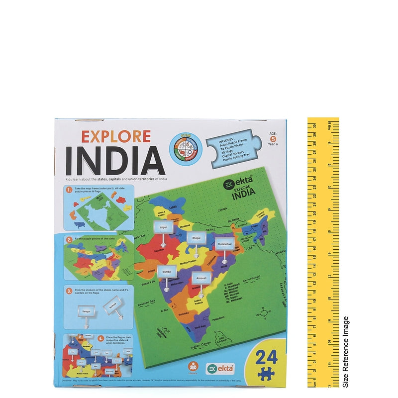 Ekta Explore India Map Puzzle (Educational Learning Puzzle with Knobs)