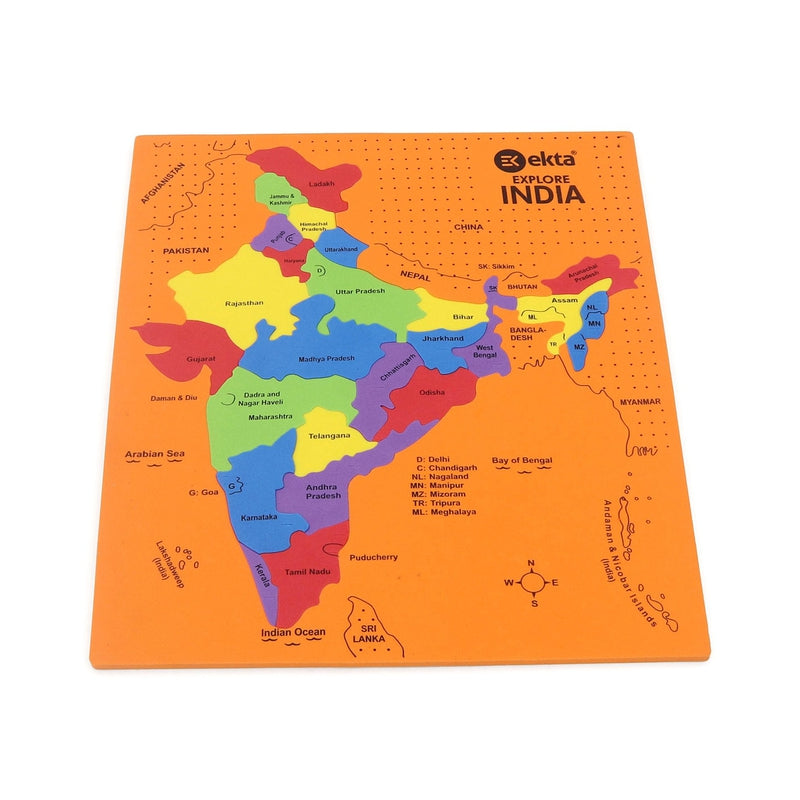 Ekta Explore India Map Puzzle (Educational Learning Puzzle with Knobs)