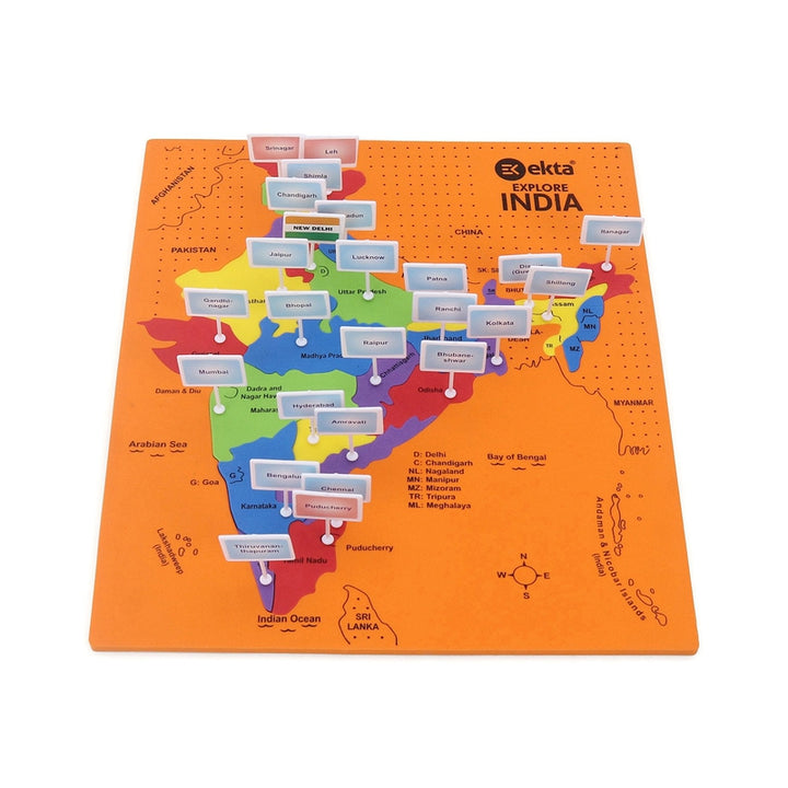 Ekta Explore India Map Puzzle (Educational Learning Puzzle with Knobs)