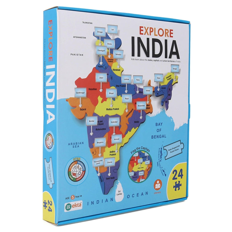 Ekta Explore India Map Puzzle (Educational Learning Puzzle with Knobs)