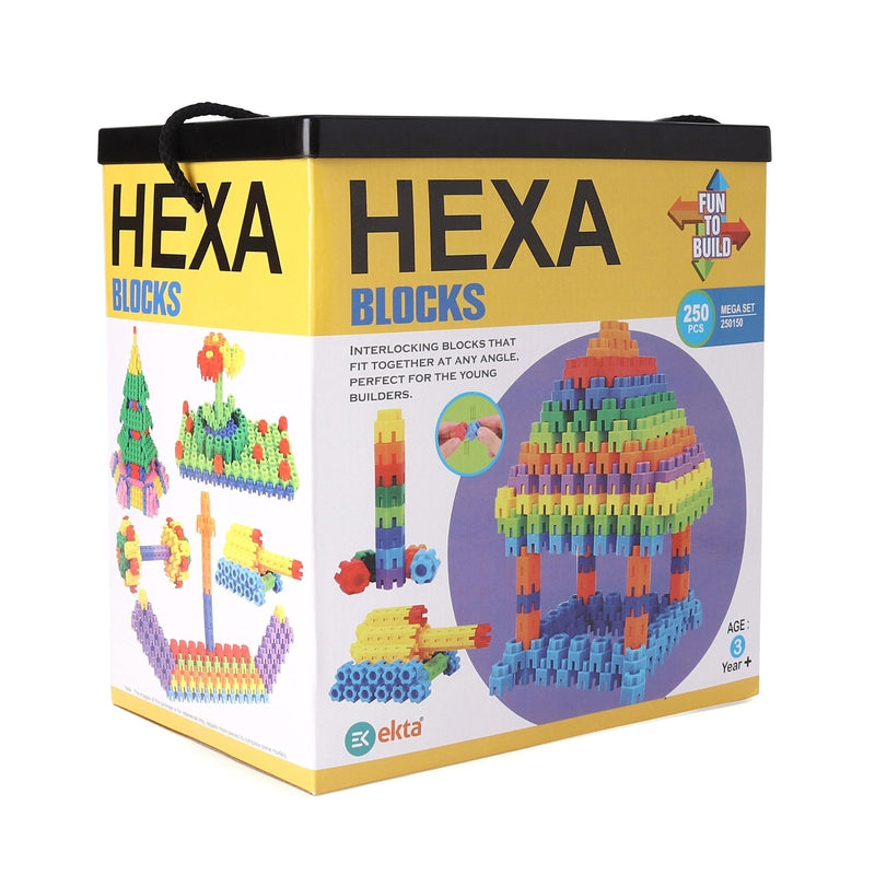 Ekta Hexa Blocks Canister Set (250 Pieces Educational Creativity Bullet Blocks)