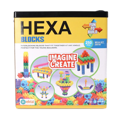 Ekta Hexa Blocks Canister Set (250 Pieces Educational Creativity Bullet Blocks)