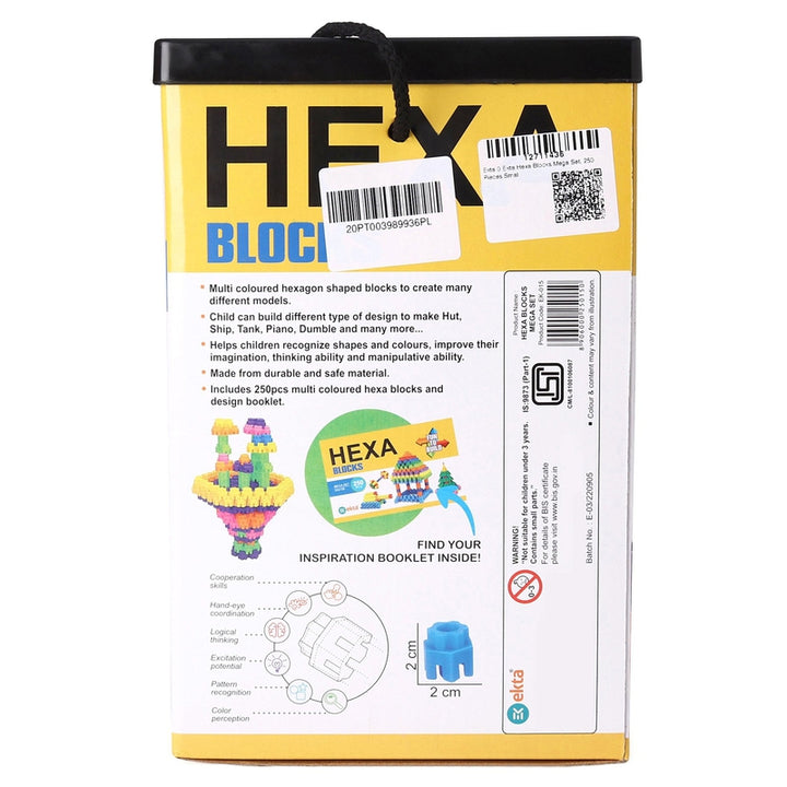 Ekta Hexa Blocks Canister Set (250 Pieces Educational Creativity Bullet Blocks)