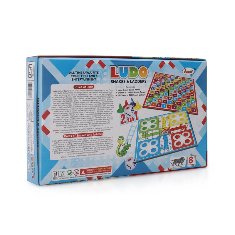 Annie 2 in 1 Ludo, Snakes & Ladders Senior Board Game