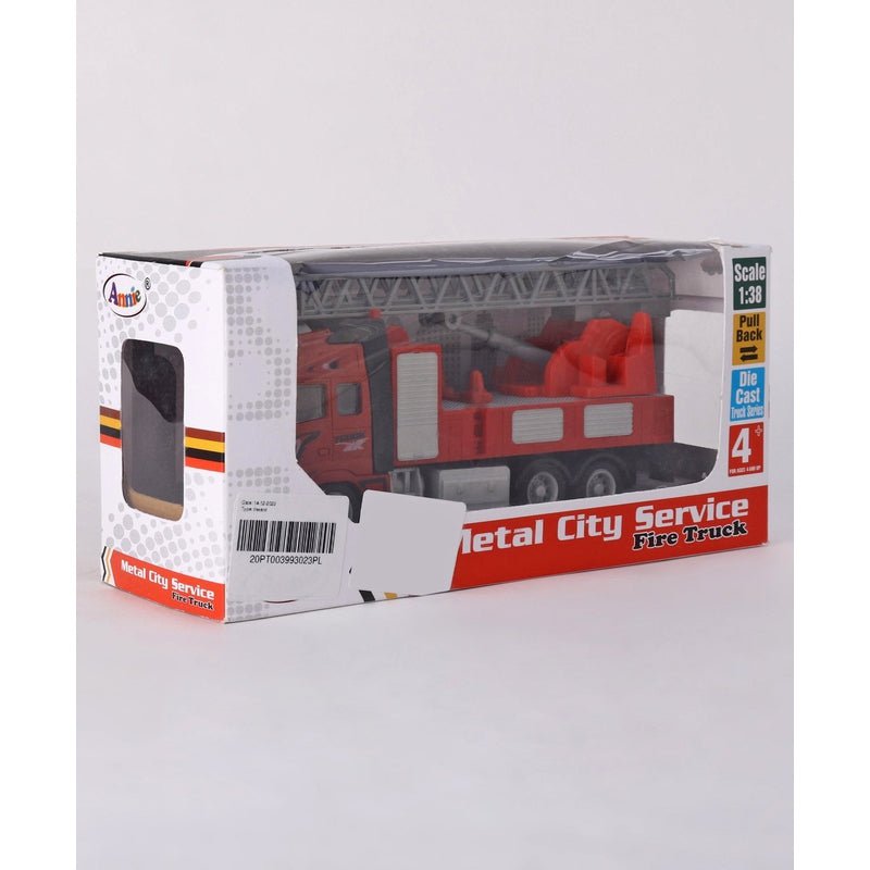 Annie Fire Extinguisher Truck | Die-Cast Metal Pull Back | 1:38 Scaled Model - Red