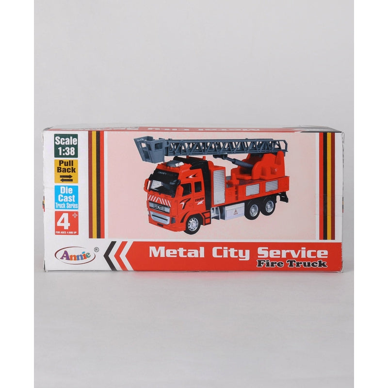 Annie Fire Extinguisher Truck | Die-Cast Metal Pull Back | 1:38 Scaled Model - Red
