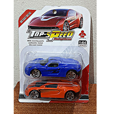 Mini Diecast Car Small Set - (2 Pcs Blue & Orange)