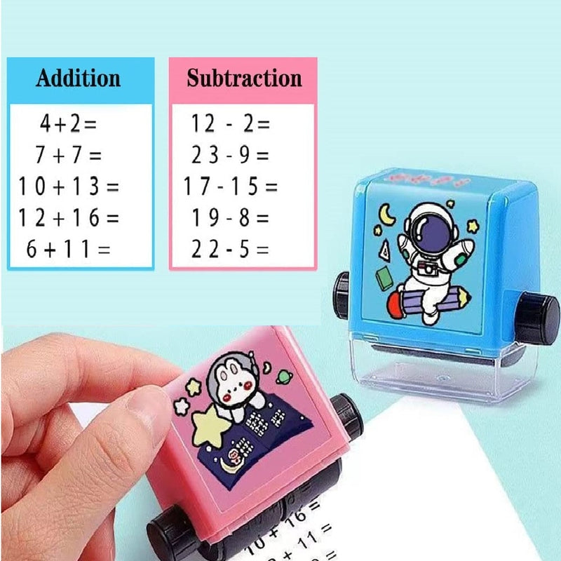 2 in 1 Practice Mathematics Questions Roller Stamps for Kids (Subtraction & Addition) - Pack of 2