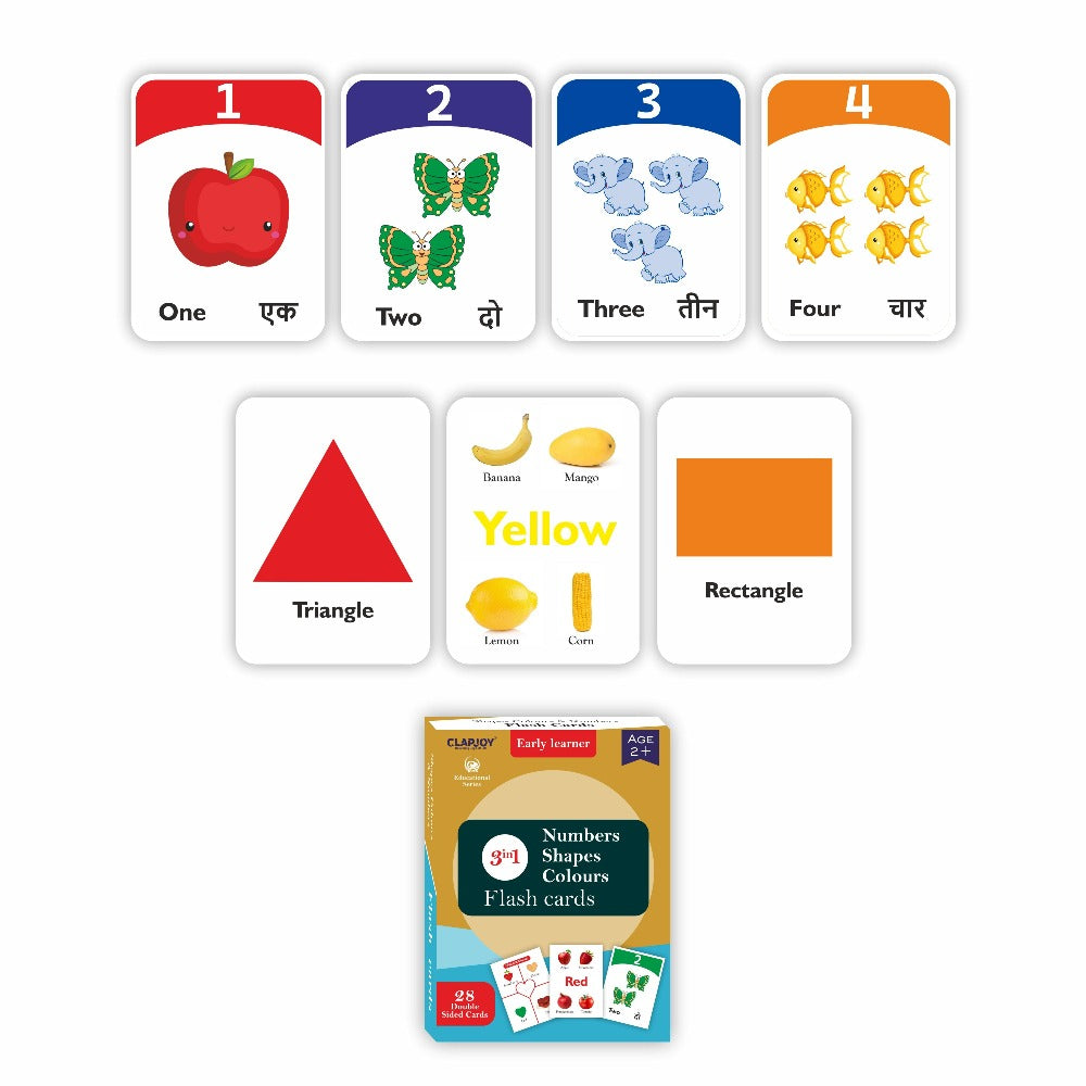 Pack of 7 - Double Sided Reusable Flash Cards (2-4 Years)