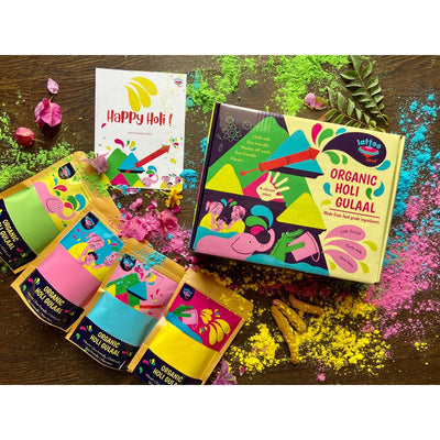 Premium Organic Holi gulaal 80g x 4 colors; Non-Toxic, Lab-tested , Natural and Skin and taste-safe; Herbal Colors