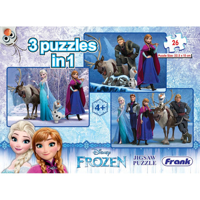 Frozen - 3 In 1 Puzzle - 26 Pieces Each