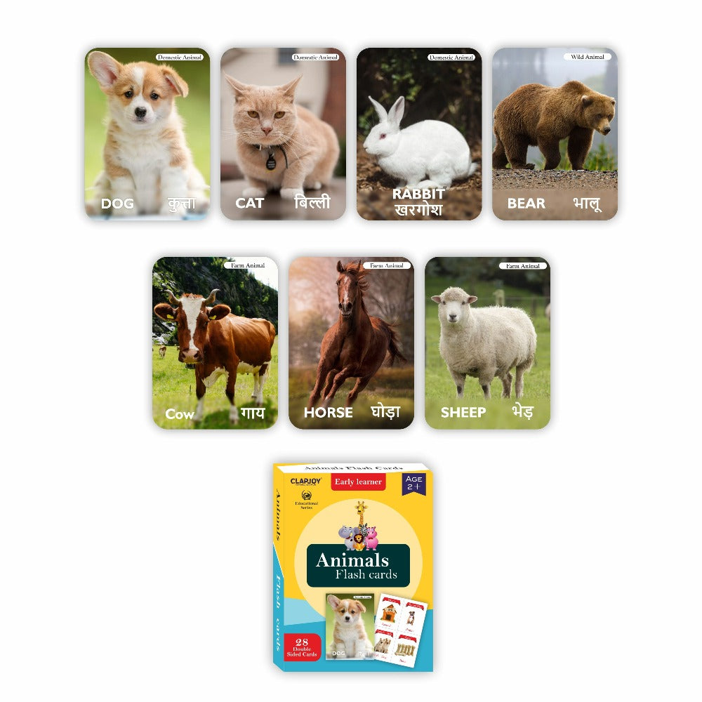 Pack of 7 - Double Sided Reusable Flash Cards (2-4 Years)