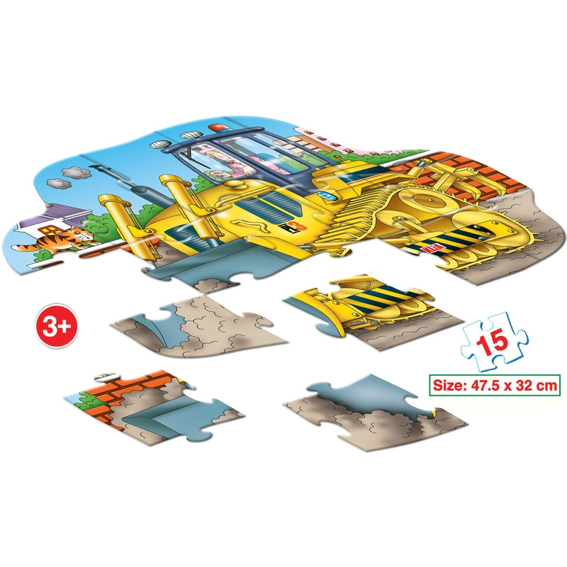 Bulldozer - 15 Pieces Shaped Floor Puzzle