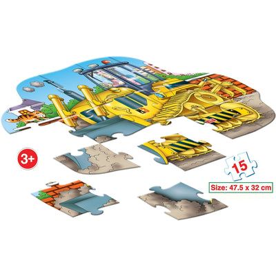 Bulldozer - 15 Pieces Shaped Floor Puzzle