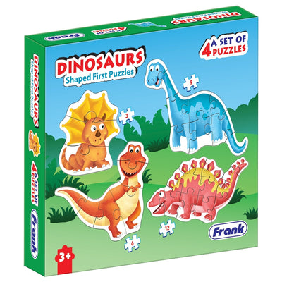 Dinosaurs - A Set of 4 Shaped First Puzzles - 3, 6, 9 & 12 Pieces