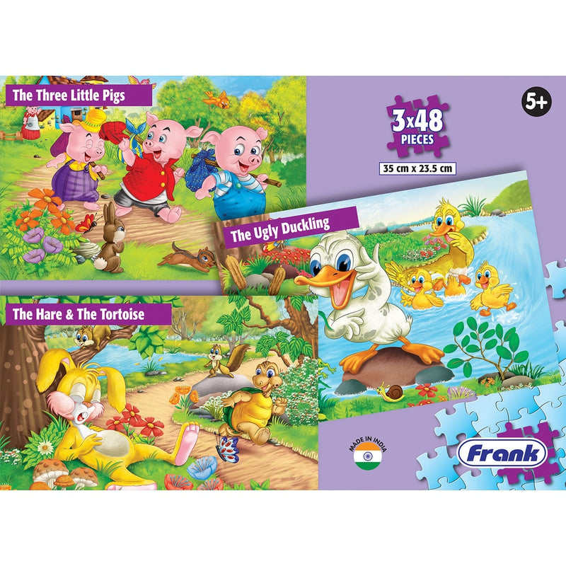 The Hare & The Tortoise, The Three Little Pigs, The Ugly Duckling - A Set Of 3 Puzzles - 48 Pieces Each