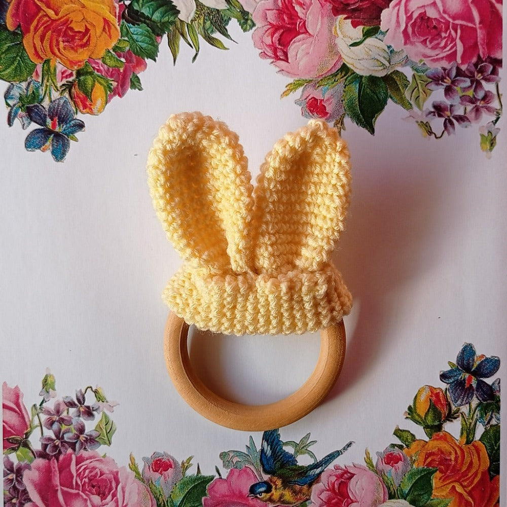 Bunny Ear Shapes Crochet Teether (6-12 Months) | Yellow