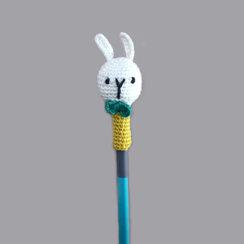 Handcrafted Amigurumi Pencil Topper Bunny Random Color (Set of 3)