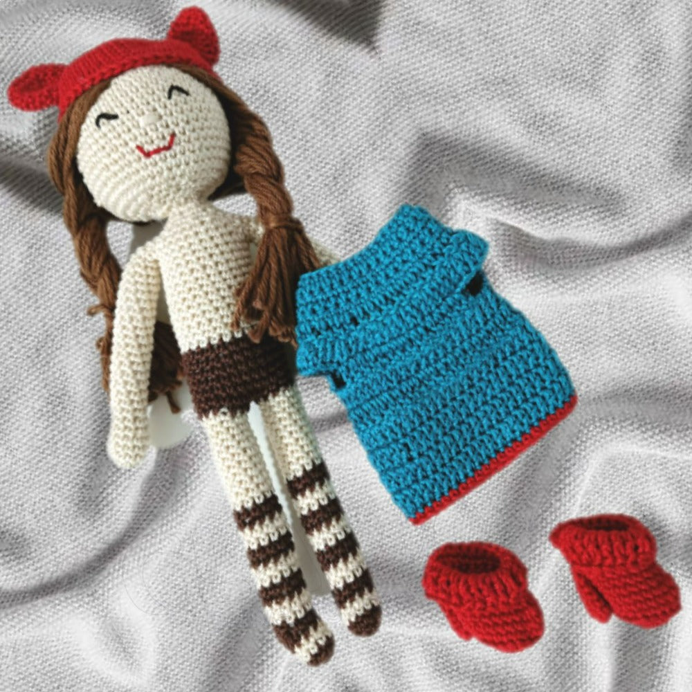 Soft Hand Knitted Crochet Cotton Thread Doll