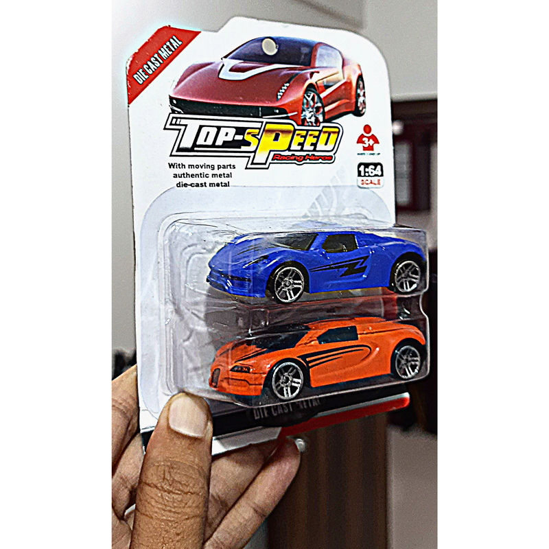 Mini Diecast Car Small Set - (2 Pcs Blue & Orange)