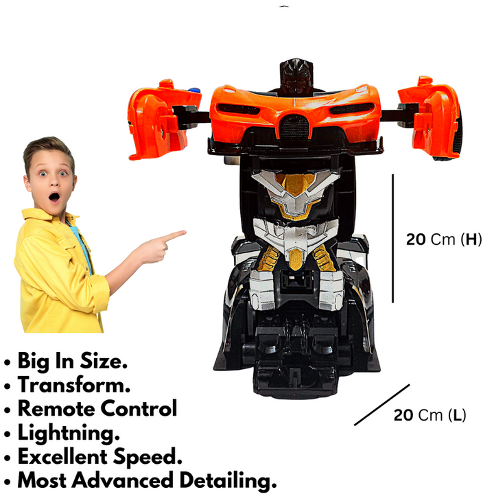 Remote Control Car | Robotic Car |  Transformers Toys | Bugatti Veyron (Orange Big Transform RC Car)