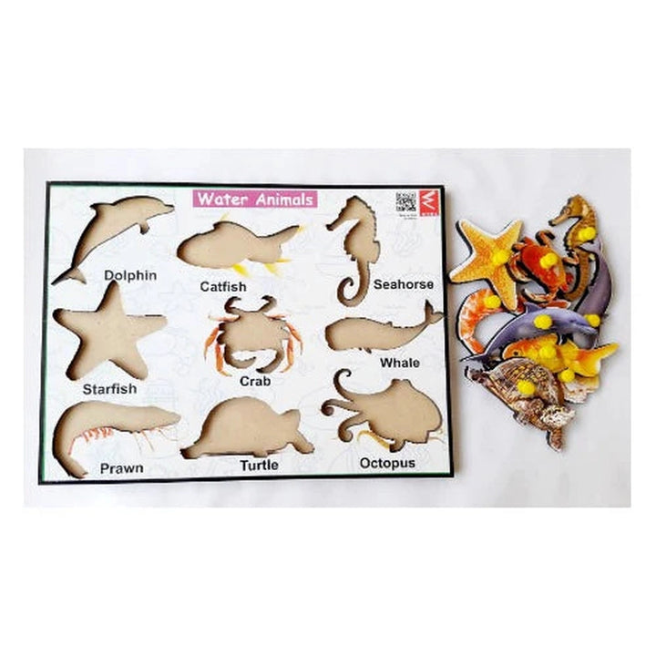 Wooden Water Animals learning Educational Knob Tray