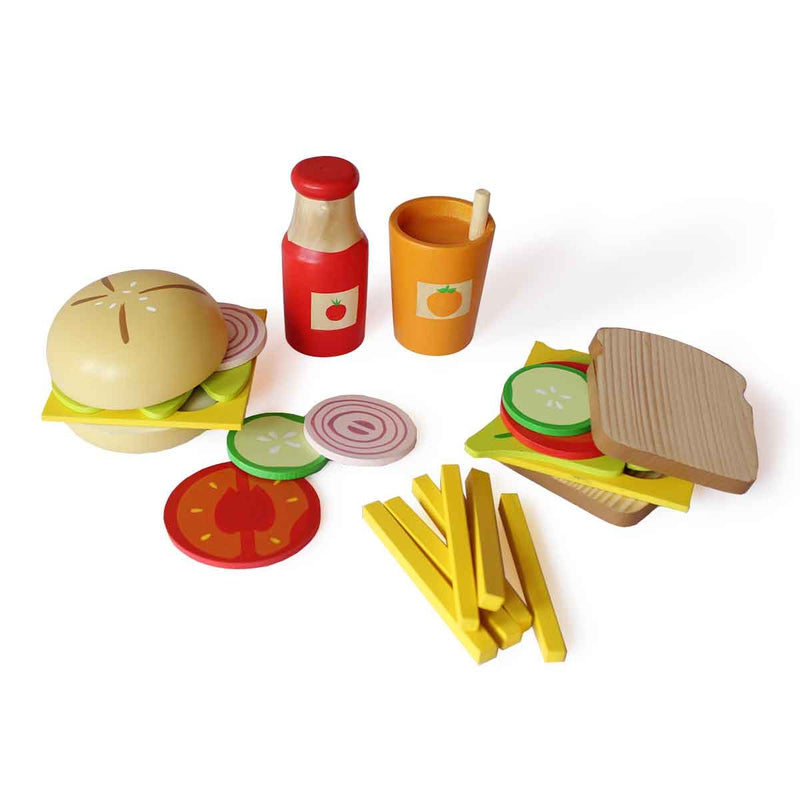 Wooden Sandwich And Burger Set