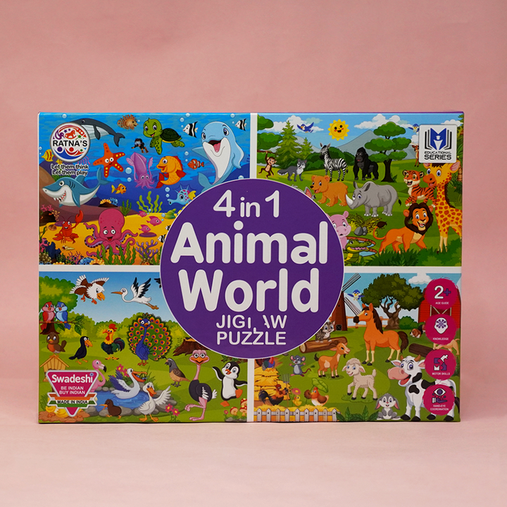 4 in 1 Animal World Jigsaw Puzzles For Kids