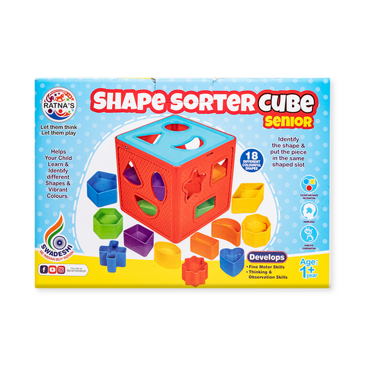 Ratna's Shape Sorter Cube Senior - 18 Pieces (1-3 Years)