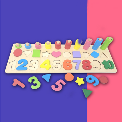 3 In 1 Educational Puzzle Set For Kids (Learn Numbers, Colors, Counting and Shapes)