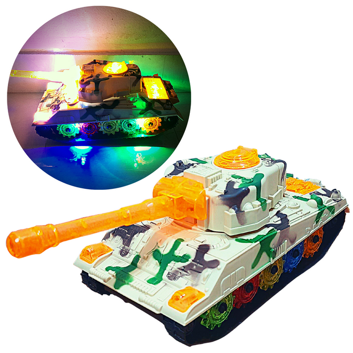 Tank Toys  | 3D Lightning | Music | for Kids (Cream White Tank Style 2)