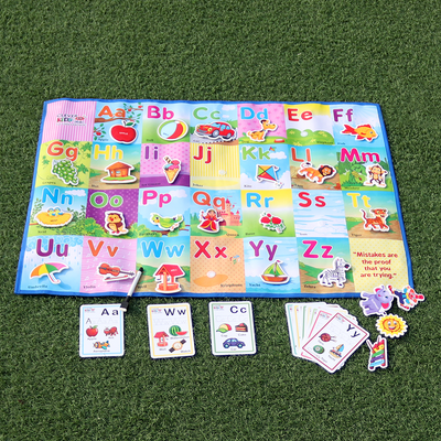 Educational Activity Play Mat with Flash Cards (English Letters With Printed Names & Pictures)