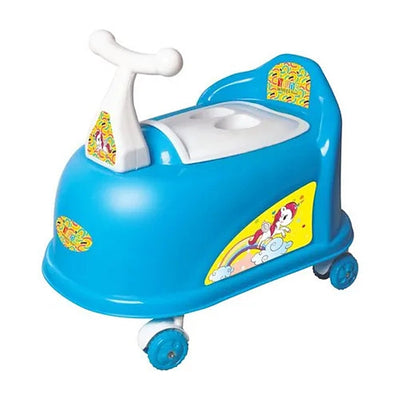 Scooter Shape Potty Training Seat with Easy Grip Handles, Wheels (Blue)