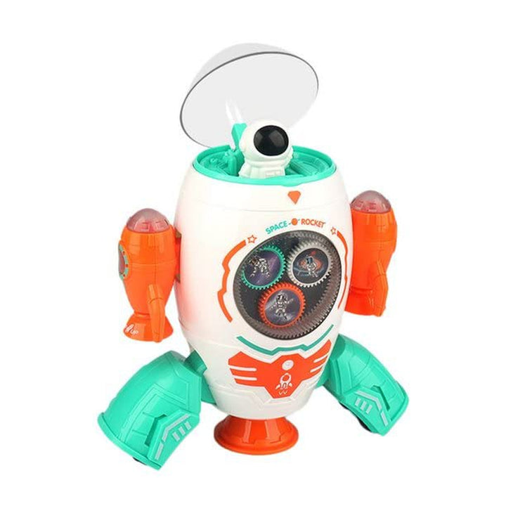 Space Rocket Musical Toy with Moving Gears Flashing Lights and Rotation Feature Cartoon