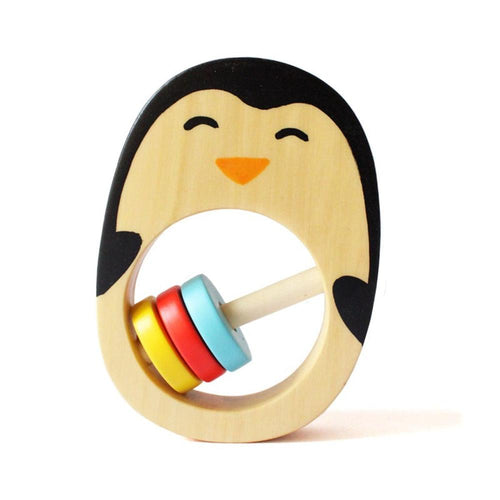 Shumee Wooden Rattle - Penguin Theme (3-12 Months)