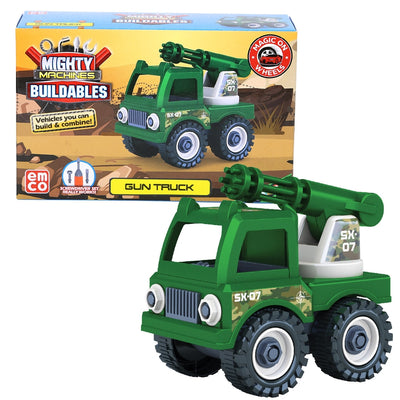 Mighty Machines Buildables-Gun Truck| Build & Combine Vehicle| Easy To Build Pull Back & Friction Vehicle