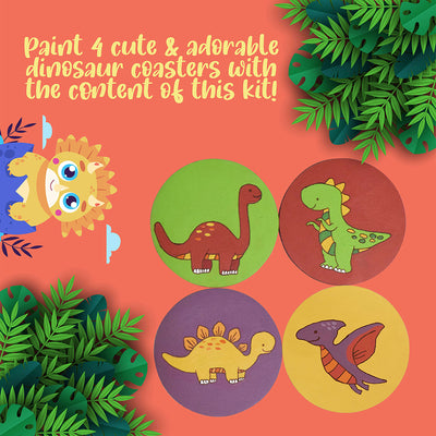 Paint Your Own Dinosaur Coaster Painting Kit, DIY Painting Kit for Kids