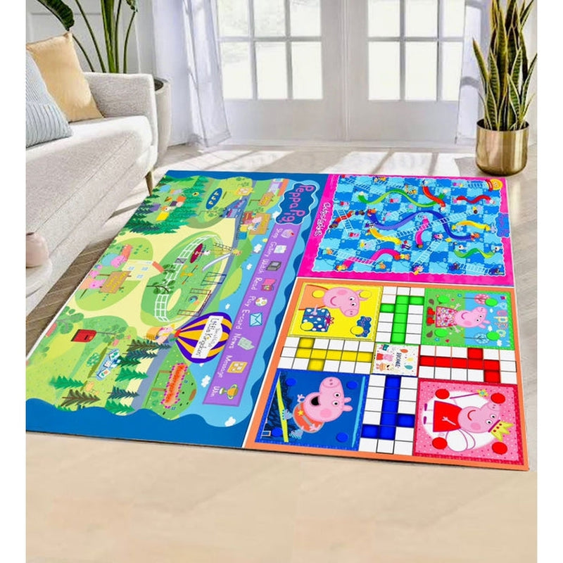 Peppa Pig Jumbo 3 in 1 Ludo, Snake & Ladder With Road Trip Game with Dice & Tokens, Reversible Anti-Skid